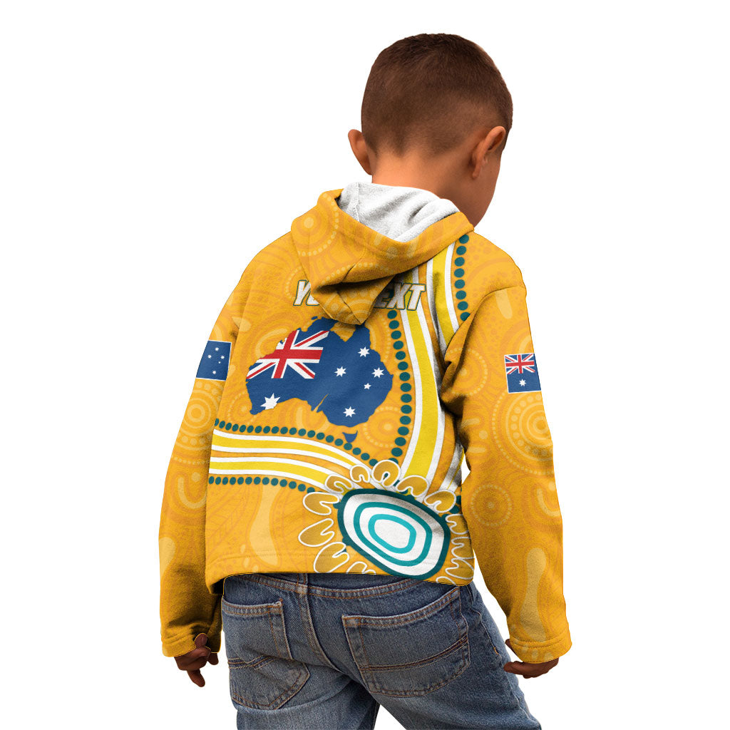 Personalised Australian Rugby Wallabies Kid Hoodie Aboriginal Art Kangaroo Player Design