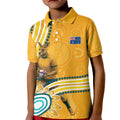 Personalised Australian Rugby Wallabies Kid Polo Shirt Aboriginal Art Kangaroo Player Design