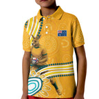 Personalised Australian Rugby Wallabies Kid Polo Shirt Aboriginal Art Kangaroo Player Design