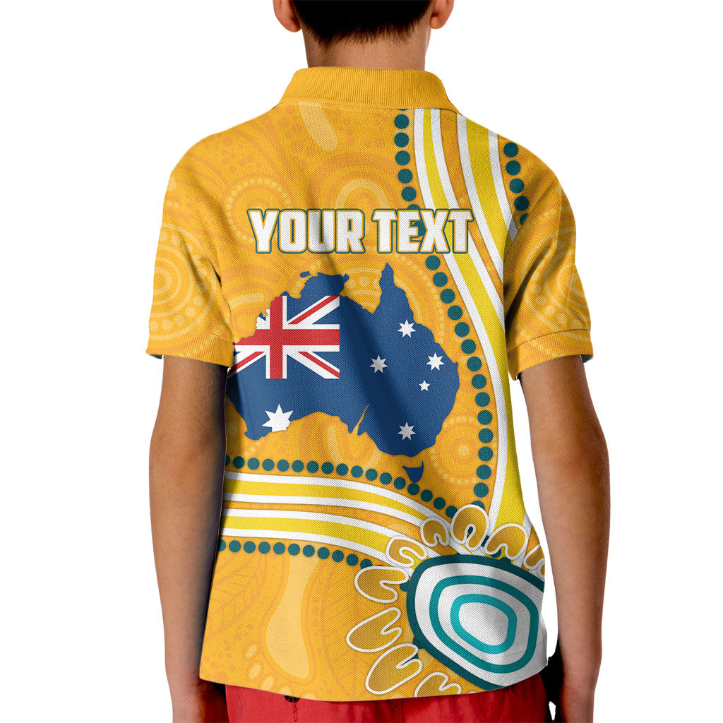 Personalised Australian Rugby Wallabies Kid Polo Shirt Aboriginal Art Kangaroo Player Design