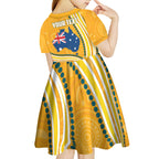 Personalised Australian Rugby Wallabies Kid Short Sleeve Dress Aboriginal Art Kangaroo Player Design