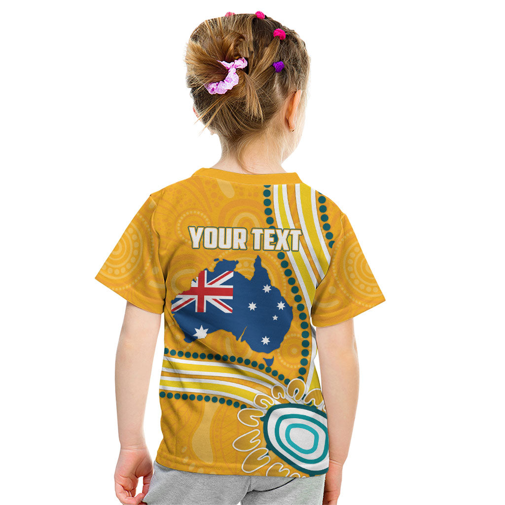 Personalised Australian Rugby Wallabies Kid T Shirt Aboriginal Art Kangaroo Player Design
