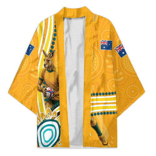Personalised Australian Rugby Wallabies Kimono Aboriginal Art Kangaroo Player Design