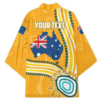 Personalised Australian Rugby Wallabies Kimono Aboriginal Art Kangaroo Player Design