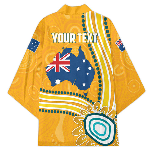 Personalised Australian Rugby Wallabies Kimono Aboriginal Art Kangaroo Player Design