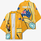 Personalised Australian Rugby Wallabies Kimono Aboriginal Art Kangaroo Player Design
