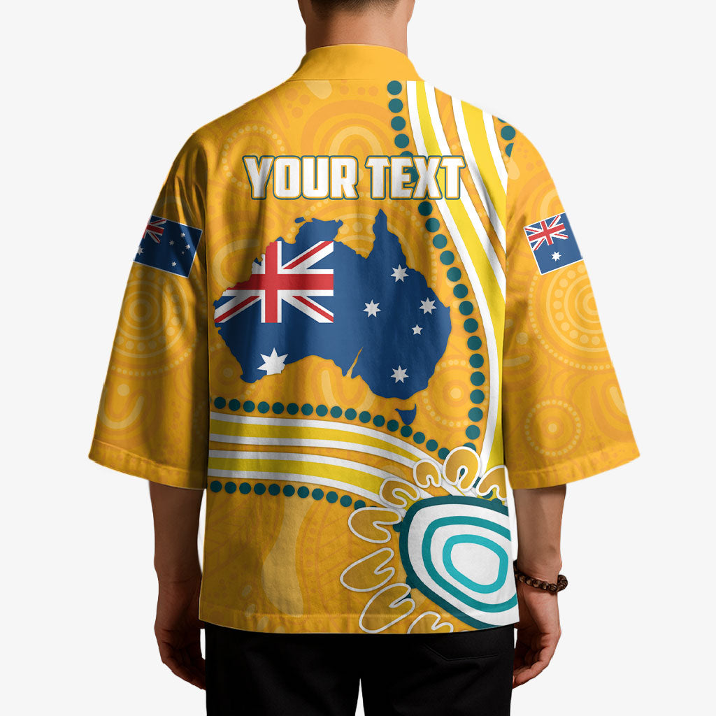 Personalised Australian Rugby Wallabies Kimono Aboriginal Art Kangaroo Player Design