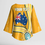 Personalised Australian Rugby Wallabies Kimono Sleeve Blouse Aboriginal Art Kangaroo Player Design