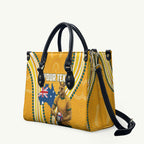 Personalised Australian Rugby Wallabies Leather Bag Aboriginal Art Kangaroo Player Design