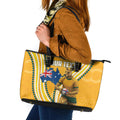 Personalised Australian Rugby Wallabies Leather Tote Bag Aboriginal Art Kangaroo Player Design