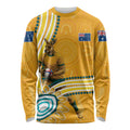 Personalised Australian Rugby Wallabies Long Sleeve Shirt Aboriginal Art Kangaroo Player Design