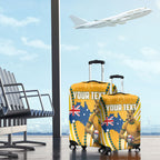 Personalised Australian Rugby Wallabies Luggage Cover Aboriginal Art Kangaroo Player Design