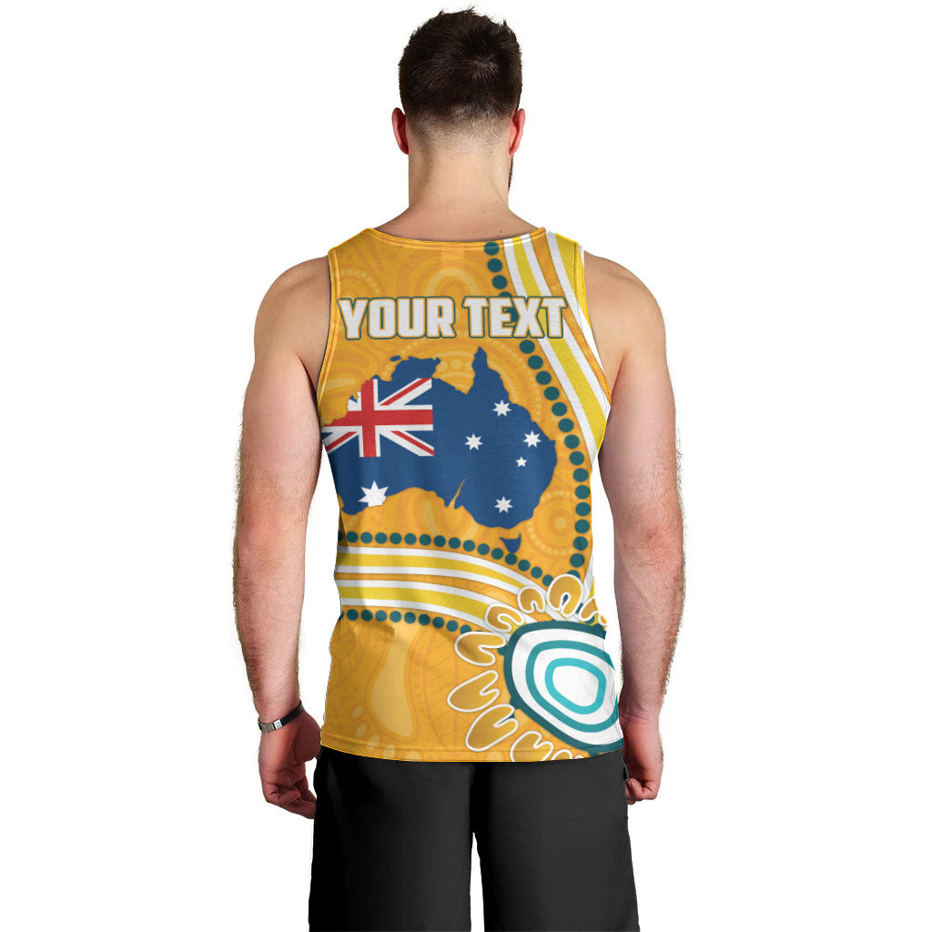 Personalised Australian Rugby Wallabies Men Tank Top Aboriginal Art Kangaroo Player Design