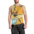 Personalised Australian Rugby Wallabies Men Tank Top Aboriginal Art Kangaroo Player Design