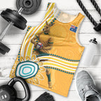Personalised Australian Rugby Wallabies Men Tank Top Aboriginal Art Kangaroo Player Design