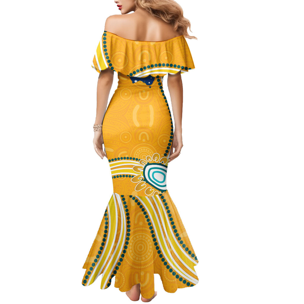 Personalised Australian Rugby Wallabies Mermaid Dress Aboriginal Art Kangaroo Player Design