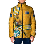 Personalised Australian Rugby Wallabies Padded Jacket Aboriginal Art Kangaroo Player Design