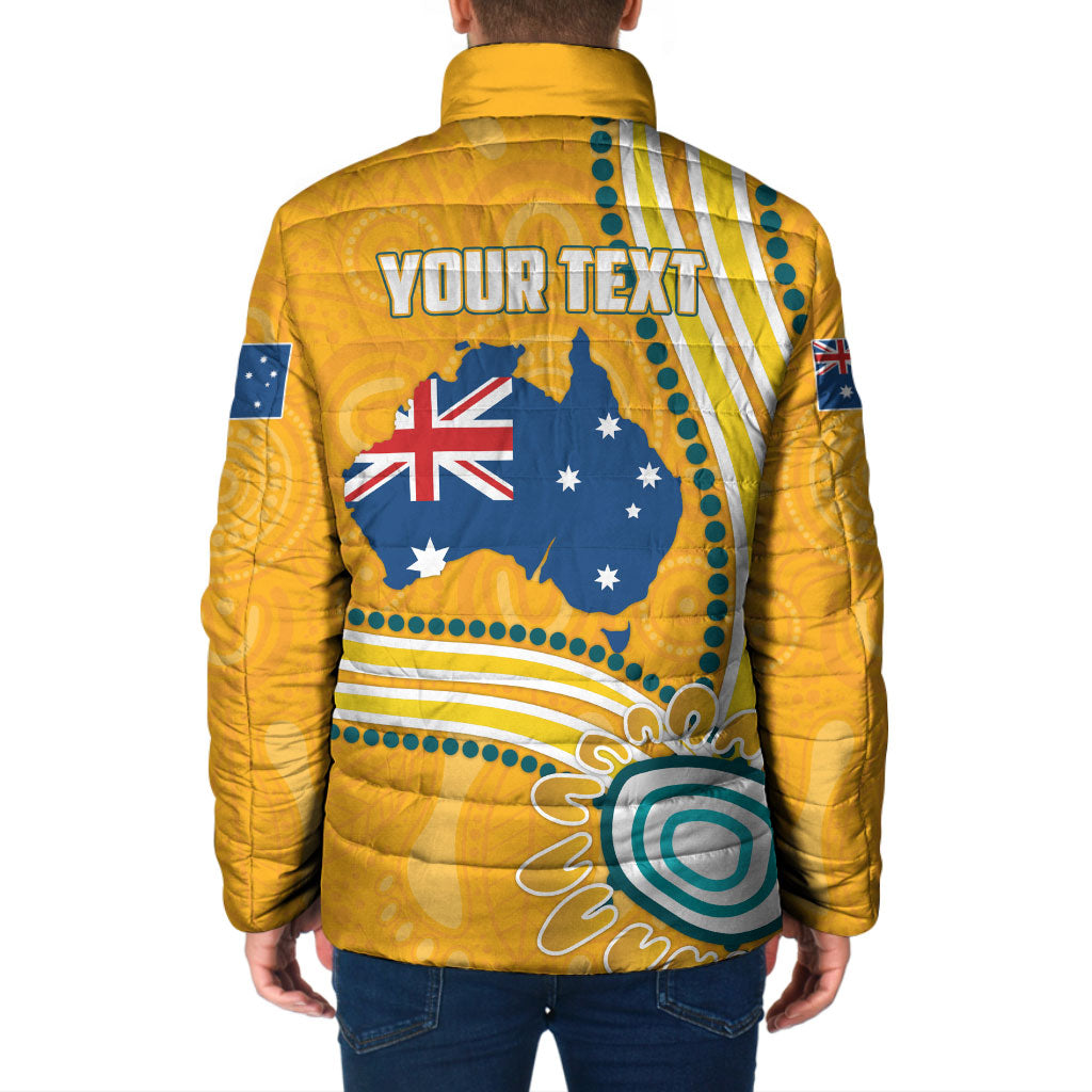 Personalised Australian Rugby Wallabies Padded Jacket Aboriginal Art Kangaroo Player Design