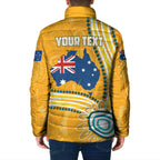 Personalised Australian Rugby Wallabies Padded Jacket Aboriginal Art Kangaroo Player Design