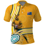 Personalised Australian Rugby Wallabies Polo Shirt Aboriginal Art Kangaroo Player Design