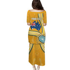 Personalised Australian Rugby Wallabies Puletasi Aboriginal Art Kangaroo Player Design