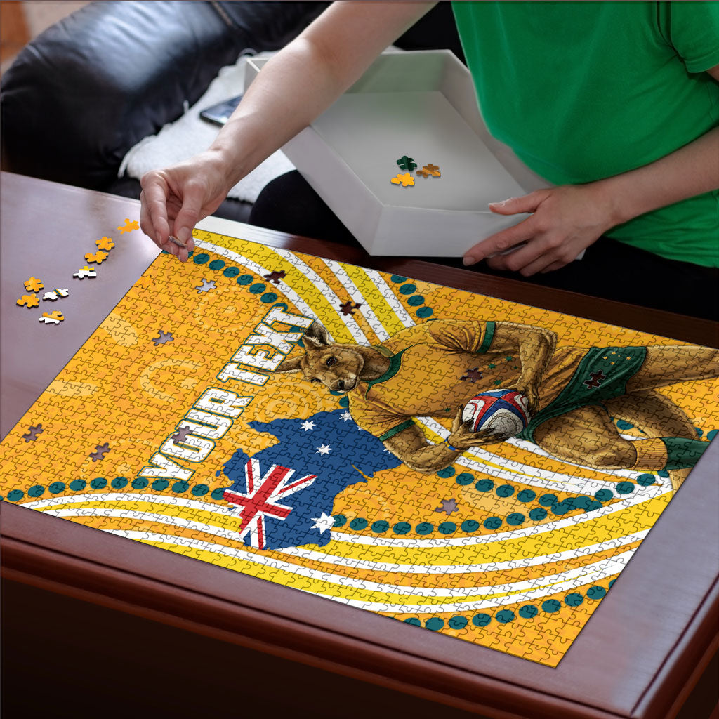 Personalised Australian Rugby Wallabies Puzzle Aboriginal Art Kangaroo Player Design