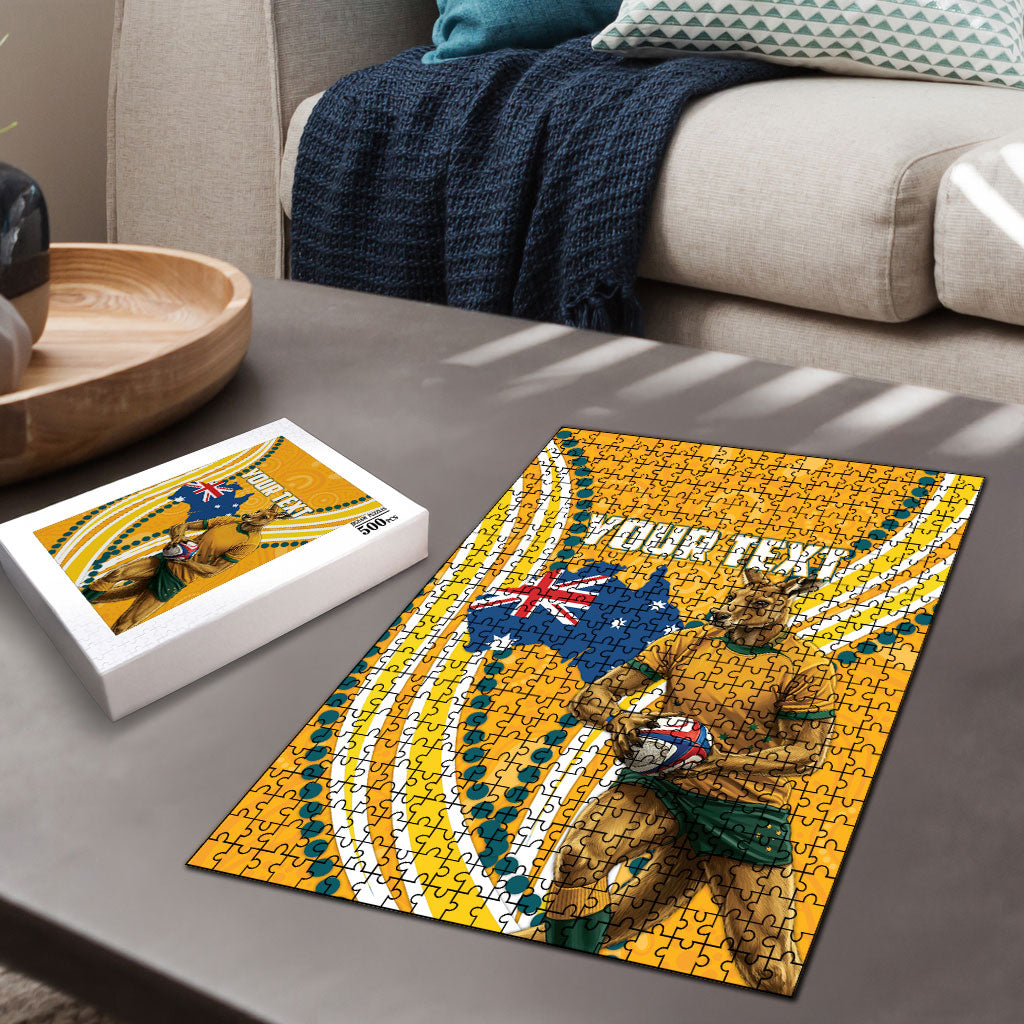 Personalised Australian Rugby Wallabies Puzzle Aboriginal Art Kangaroo Player Design
