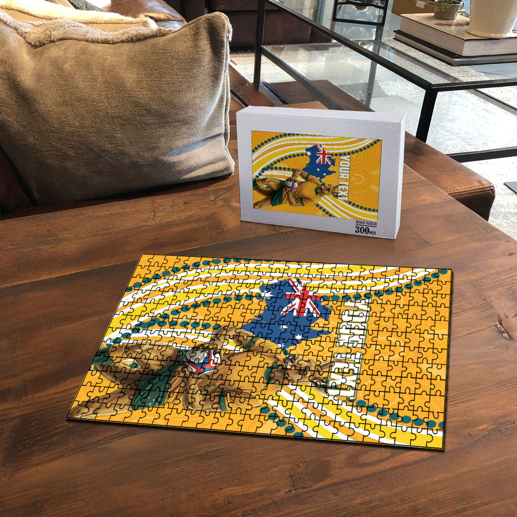 Personalised Australian Rugby Wallabies Puzzle Aboriginal Art Kangaroo Player Design