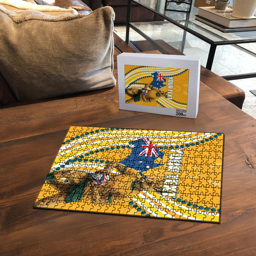 Personalised Australian Rugby Wallabies Puzzle Aboriginal Art Kangaroo Player Design