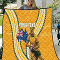 Personalised Australian Rugby Wallabies Quilt Aboriginal Art Kangaroo Player Design