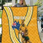 Personalised Australian Rugby Wallabies Quilt Aboriginal Art Kangaroo Player Design