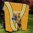 Personalised Australian Rugby Wallabies Quilt Aboriginal Art Kangaroo Player Design