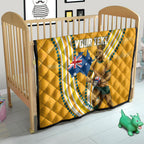 Personalised Australian Rugby Wallabies Quilt Aboriginal Art Kangaroo Player Design