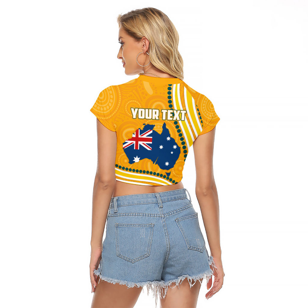 Personalised Australian Rugby Wallabies Raglan Cropped T Shirt Aboriginal Art Kangaroo Player Design