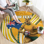 Personalised Australian Rugby Wallabies Round Carpet Aboriginal Art Kangaroo Player Design