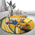 Personalised Australian Rugby Wallabies Round Carpet Aboriginal Art Kangaroo Player Design
