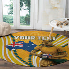 Personalised Australian Rugby Wallabies Round Carpet Aboriginal Art Kangaroo Player Design