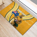 Personalised Australian Rugby Wallabies Rubber Doormat Aboriginal Art Kangaroo Player Design