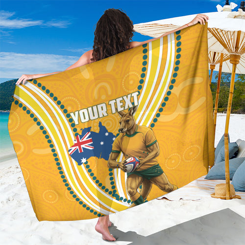 Personalised Australian Rugby Wallabies Sarong Aboriginal Art Kangaroo Player Design