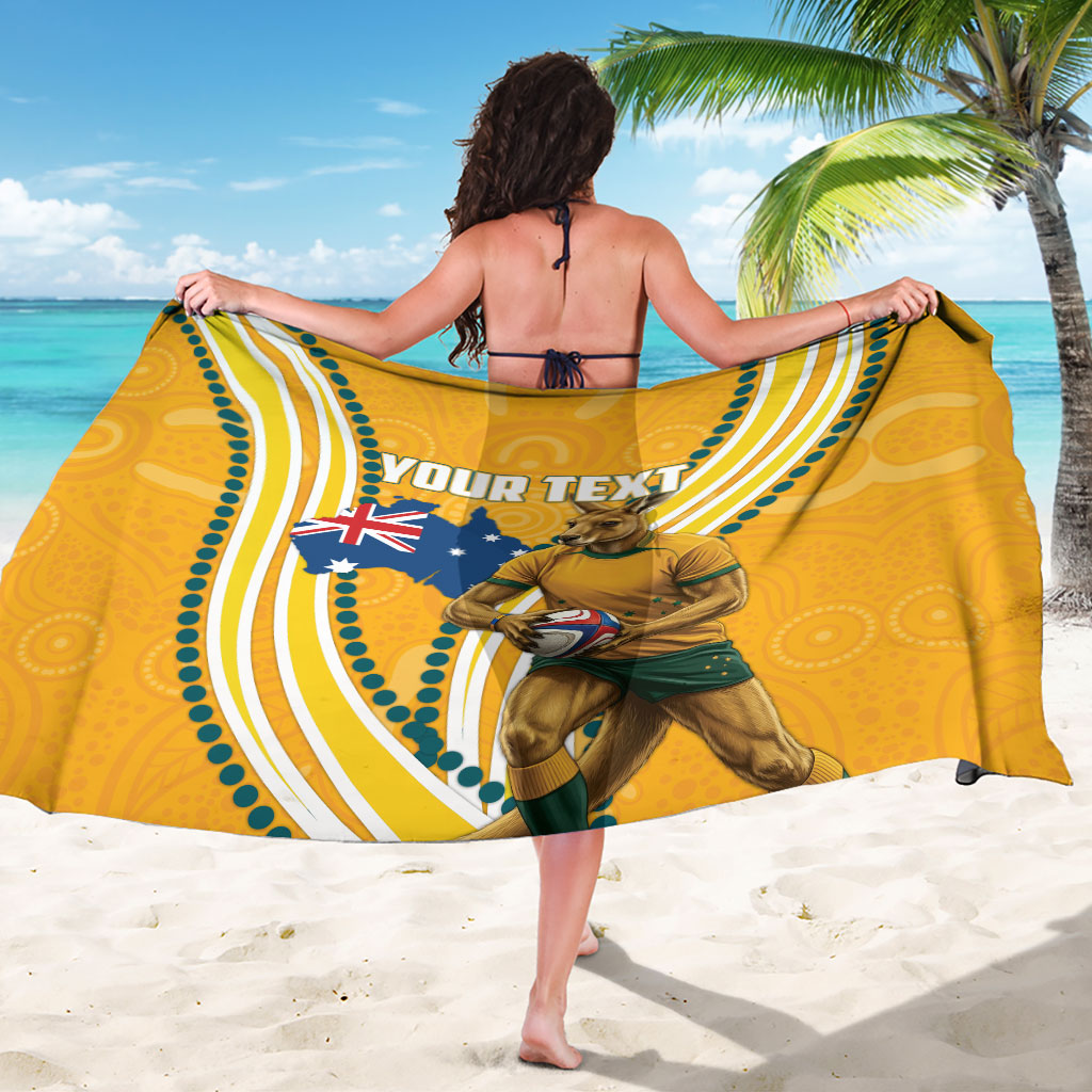 Personalised Australian Rugby Wallabies Sarong Aboriginal Art Kangaroo Player Design