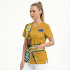 Personalised Australian Rugby Wallabies Scrub Top Aboriginal Art Kangaroo Player Design