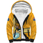 Personalised Australian Rugby Wallabies Sherpa Hoodie Aboriginal Art Kangaroo Player Design
