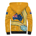 Personalised Australian Rugby Wallabies Sherpa Hoodie Aboriginal Art Kangaroo Player Design