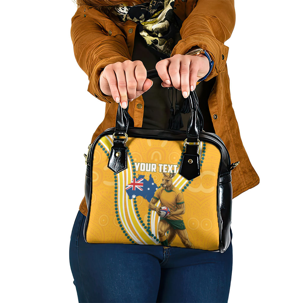 Personalised Australian Rugby Wallabies Shoulder Handbag Aboriginal Art Kangaroo Player Design