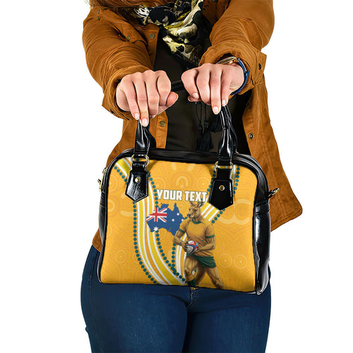 Personalised Australian Rugby Wallabies Shoulder Handbag Aboriginal Art Kangaroo Player Design