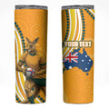 Personalised Australian Rugby Wallabies Skinny Tumbler Aboriginal Art Kangaroo Player Design