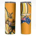 Personalised Australian Rugby Wallabies Skinny Tumbler Aboriginal Art Kangaroo Player Design