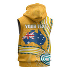 Personalised Australian Rugby Wallabies Sleeveless Hoodie Aboriginal Art Kangaroo Player Design
