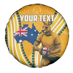 Personalised Australian Rugby Wallabies Spare Tire Cover Aboriginal Art Kangaroo Player Design