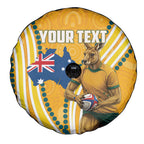 Personalised Australian Rugby Wallabies Spare Tire Cover Aboriginal Art Kangaroo Player Design